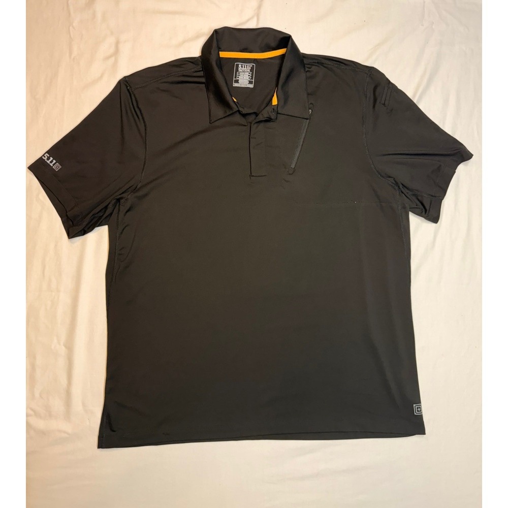 5.11 Tactical Mens Performance Polo Shirt Black XL Short Sleeve Zipper Pocket